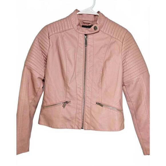 NY&C Pink Women's Faux Leather Biker Jacket Size XS NWT - Picture 1 of 11
